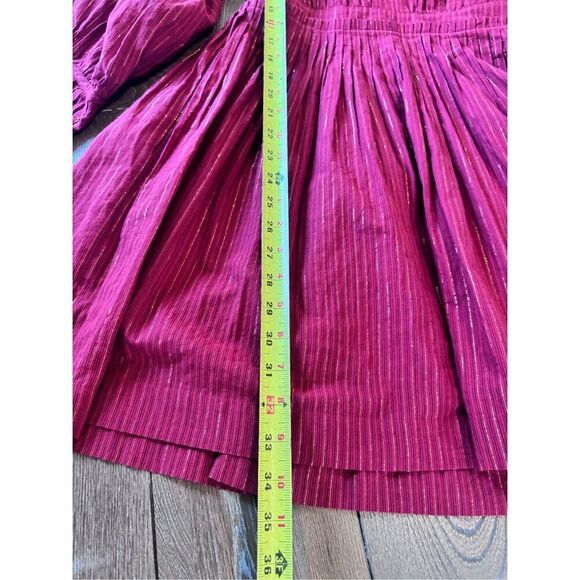 Ulla Johnson Rory Metallic Cotton Long Sleeve Mini Dress Ruby Red Size 4 - Picture 10 of 13